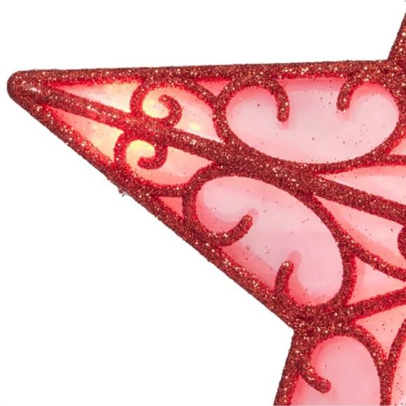 Light Up Shimmer Lattice Star Christmas Tree Topper 11" LED Red Holiday Decor - Picture 4 of 11